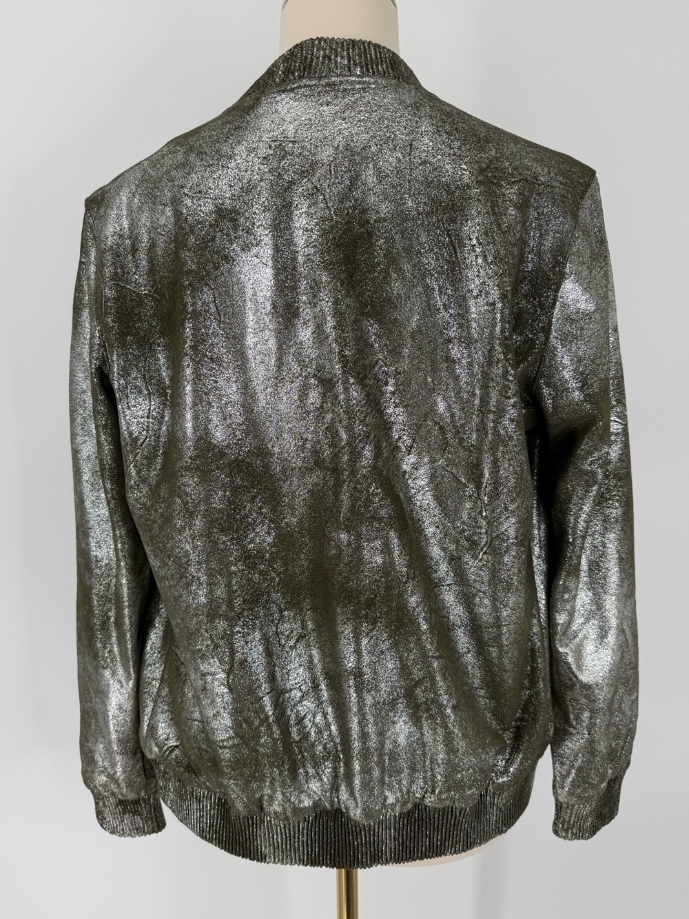 Zara, Olive/Metallic Bomber Jacket, Size XS - Picture 11 of 15